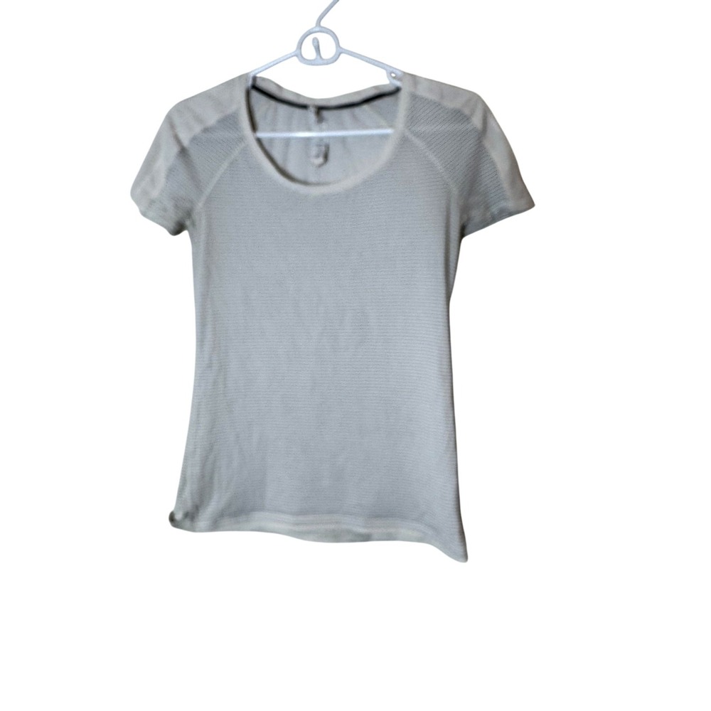 Lululemon Shirt Womens 4 White Swiftly Tech Stripe Short Sleeve Running Athletic